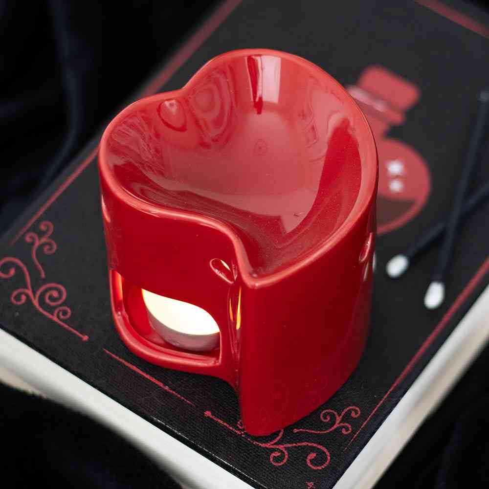 Something Different - Red Heart and Wax Warmer Ölbrenner/Teelichthalter fürs Raumdüfte - Rot